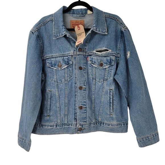 Levis Jean Jacket New Ex Boyfriend Trucker Distressed - Picture 2 of 8